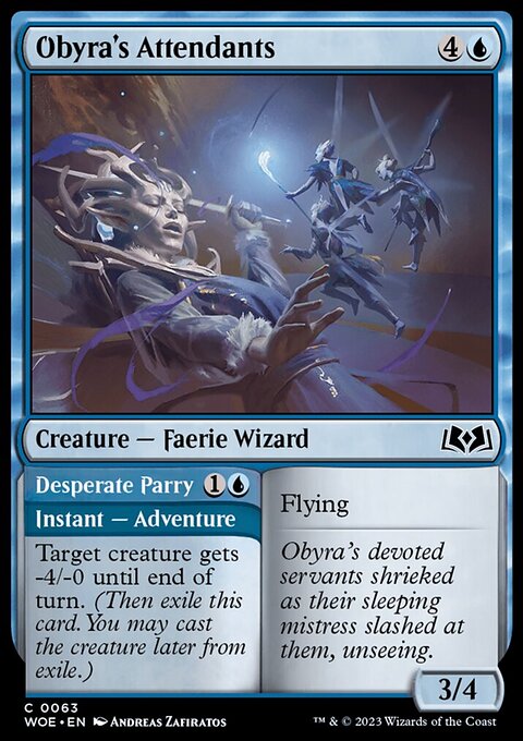 Obyra's Attendants // Desperate Parry, Wilds of Eldraine #63, Magic: The Gathering card