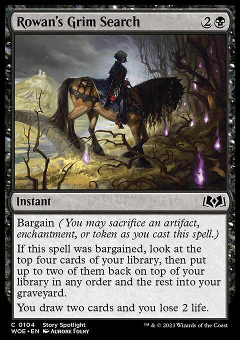 Rowan's Grim Search, Wilds of Eldraine #104, Magic: The Gathering card