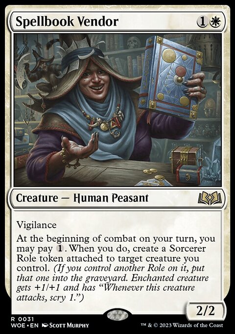 Spellbook Vendor, Wilds of Eldraine #31, Magic: The Gathering card