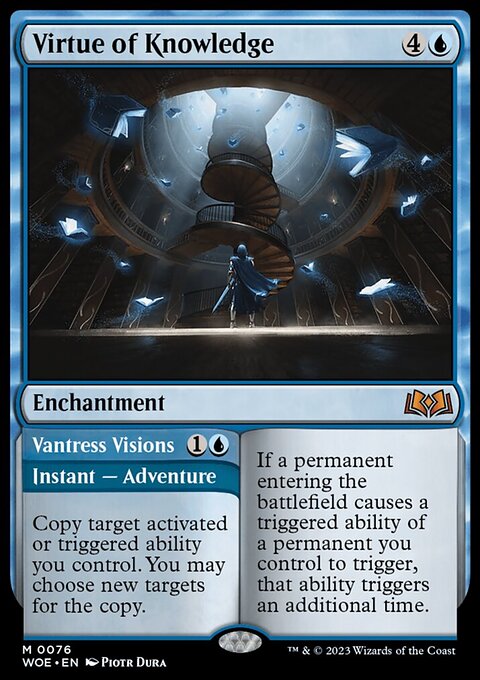 Virtue of Knowledge // Vantress Visions, Wilds of Eldraine #76, Magic: The Gathering card