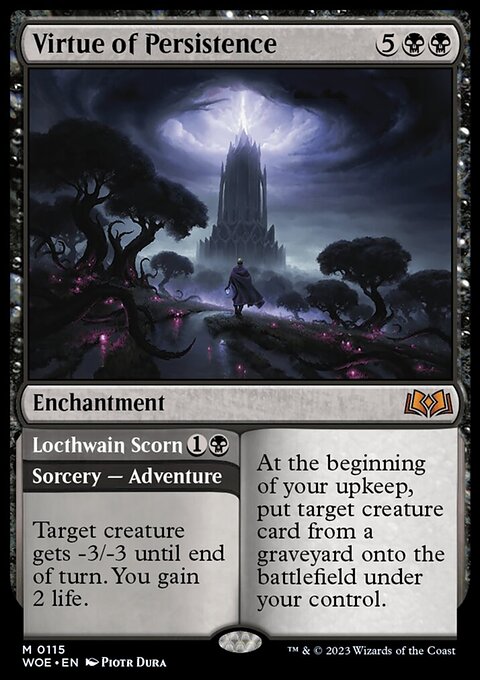 Virtue of Persistence // Locthwain Scorn, Wilds of Eldraine #115, Magic: The Gathering card