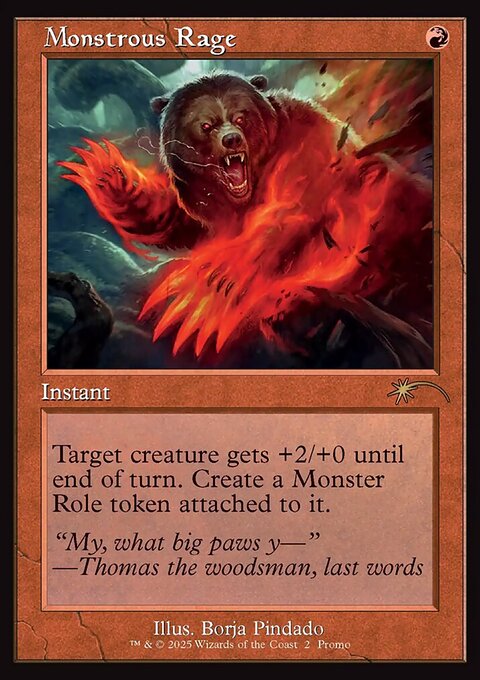 Monstrous Rage, Wizards Play Network 2025 #9, Magic: The Gathering card