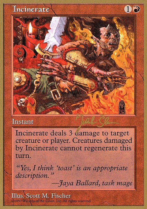 Incinerate, World Championship Decks 1997 #js242, Magic: The Gathering card
