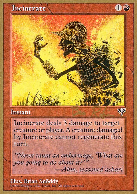 Incinerate, World Championship Decks 1998 #br184, Magic: The Gathering card