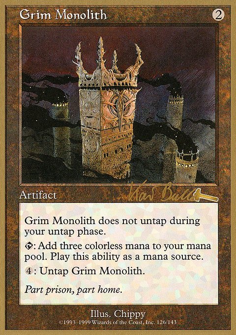 Grim Monolith, World Championship Decks 1999 #kb126, Magic: The Gathering card