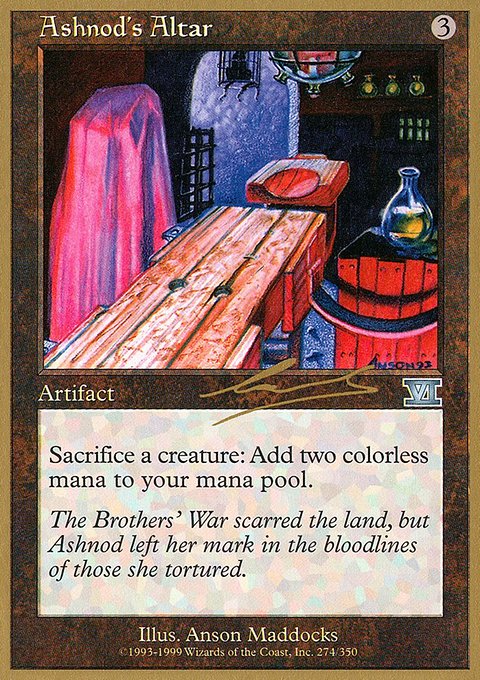Ashnod's Altar, World Championship Decks 2000 #nl274, Magic: The Gathering card
