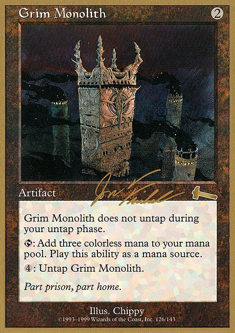 Grim Monolith, World Championship Decks 2000 #jf126, Magic: The Gathering card