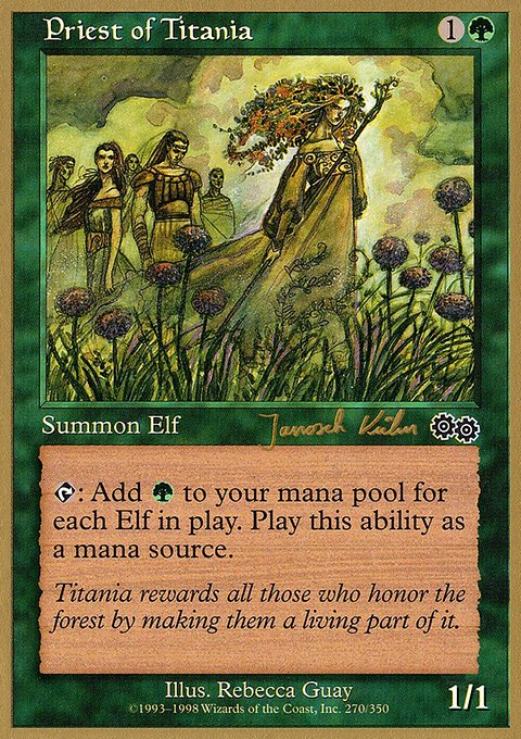 Priest of Titania, World Championship Decks 2000 #jk270, Magic: The Gathering card