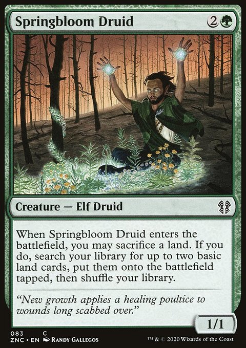 Springbloom Druid, Zendikar Rising Commander #83, Magic: The Gathering card