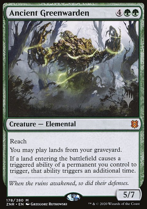 Ancient Greenwarden, Zendikar Rising Promos #178p, Magic: The Gathering card