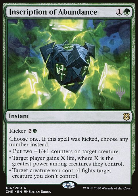 Inscription of Abundance, Zendikar Rising Promos #186p, Magic: The Gathering card