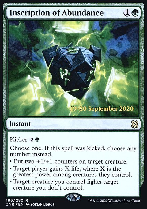 Inscription of Abundance, Zendikar Rising Promos #186s, Magic: The Gathering card