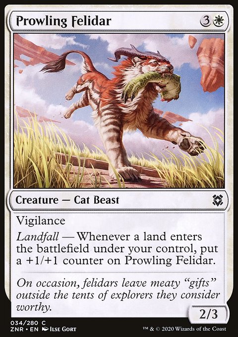 Prowling Felidar, Zendikar Rising #34, Magic: The Gathering card