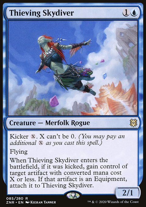Thieving Skydiver, Zendikar Rising #85, Magic: The Gathering card