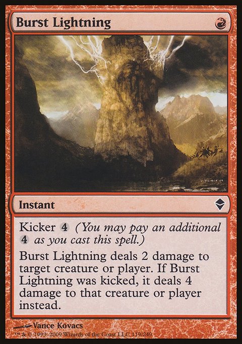 Burst Lightning, Zendikar #119, Magic: The Gathering card