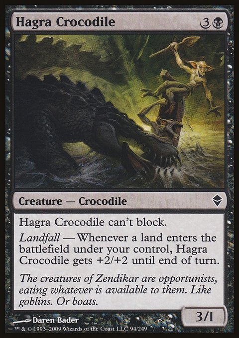Hagra Crocodile, Zendikar #94, Magic: The Gathering card