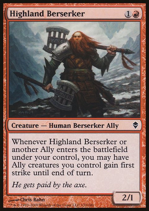 Highland Berserker, Zendikar #132, Magic: The Gathering card