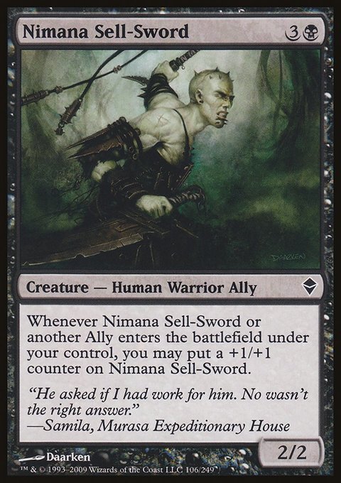 Nimana Sell-Sword, Zendikar #106, Magic: The Gathering card