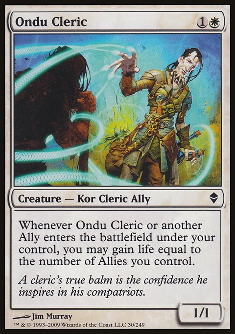 Ondu Cleric, Zendikar #30, Magic: The Gathering card