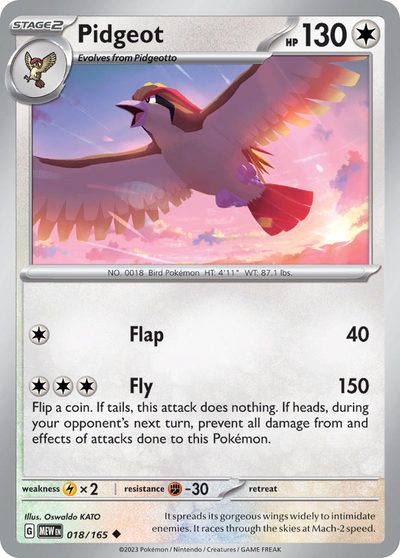 Pidgeot, 151 #18, Pokémon TCG card