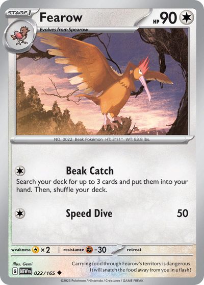 Fearow, 151 #22, Pokémon TCG card
