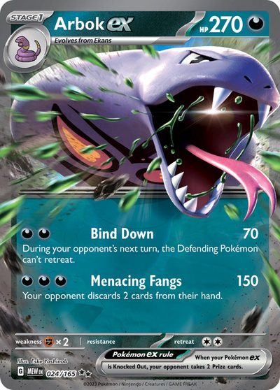Arbok ex, 151 #24, Pokémon TCG card