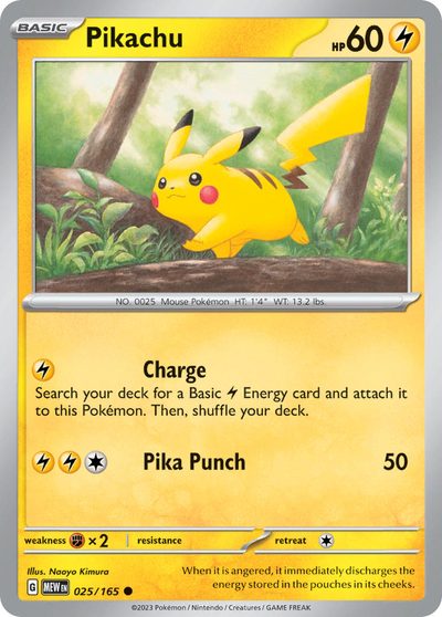 Pikachu, 151 #25, Pokémon TCG card