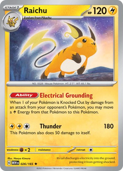 Raichu, 151 #26, Pokémon TCG card