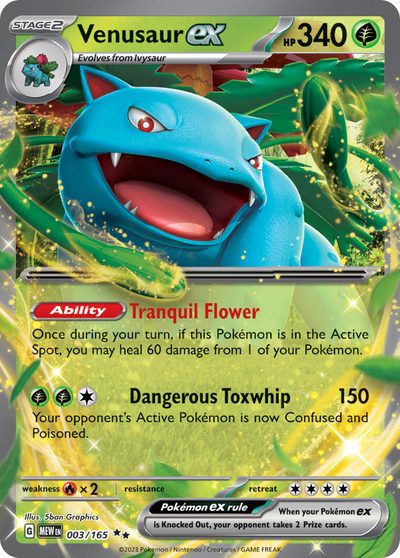 Venusaur ex, 151 #3, Pokémon TCG card