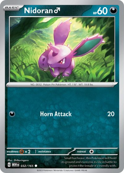 Nidoran♂, 151 #32, Pokémon TCG card