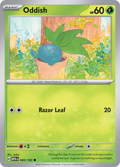 Oddish, 151 #43, Pokémon TCG card
