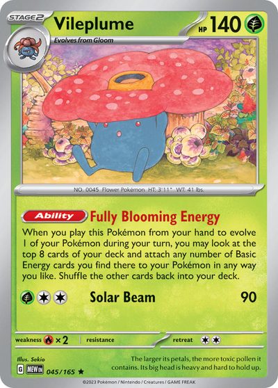 Vileplume, 151 #45, Pokémon TCG card