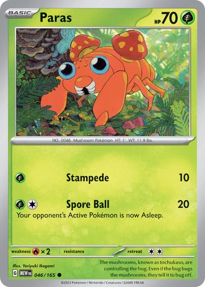 Paras, 151 #46, Pokémon TCG card