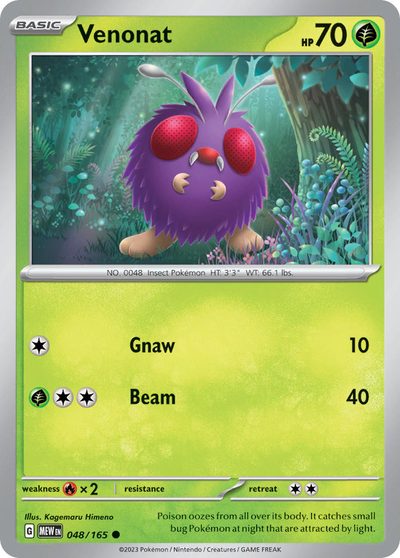 Venonat, 151 #48, Pokémon TCG card