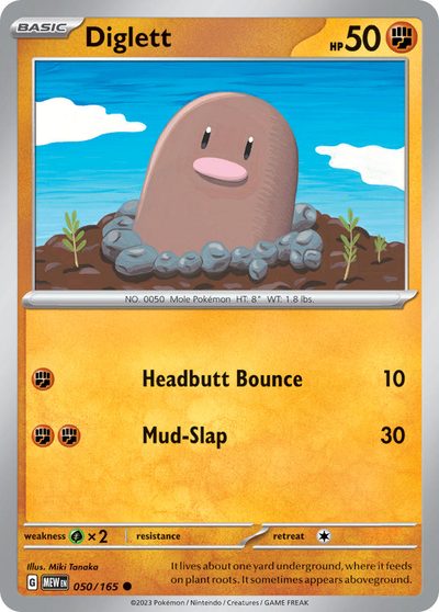 Diglett, 151 #50, Pokémon TCG card