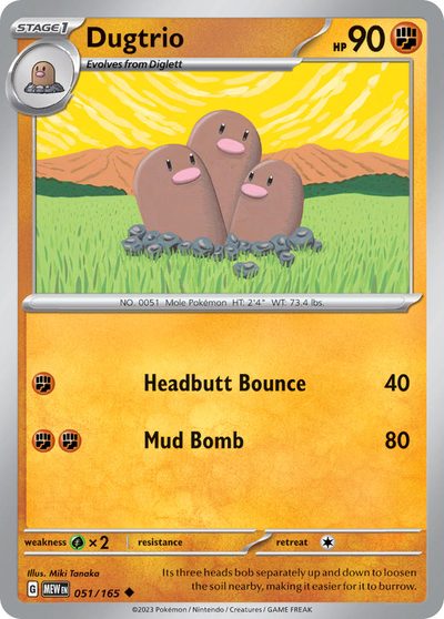 Dugtrio, 151 #51, Pokémon TCG card