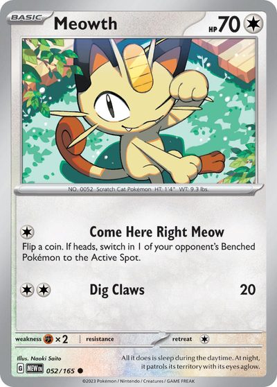 Meowth, 151 #52, Pokémon TCG card