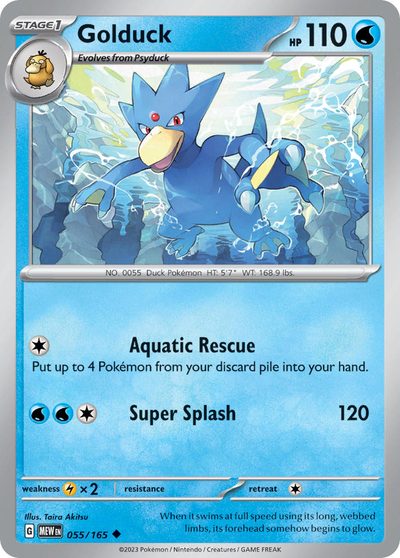 Golduck, 151 #55, Pokémon TCG card