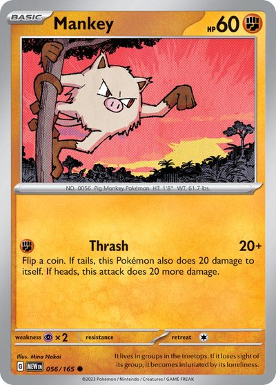 Mankey, 151 #56, Pokémon TCG card