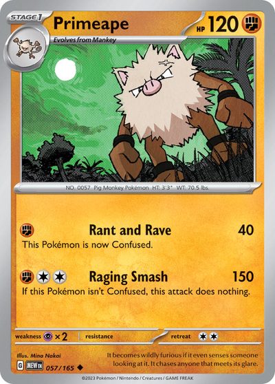 Primeape, 151 #57, Pokémon TCG card