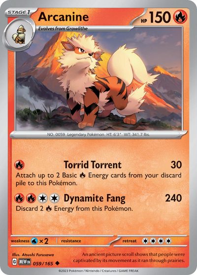 Arcanine, 151 #59, Pokémon TCG card