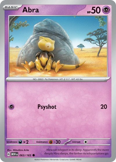 Abra, 151 #63, Pokémon TCG card