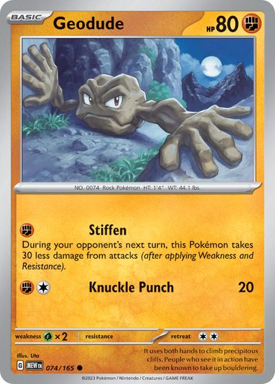 Geodude, 151 #74, Pokémon TCG card