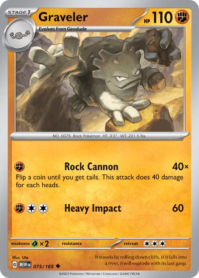 Graveler, 151 #75, Pokémon TCG card