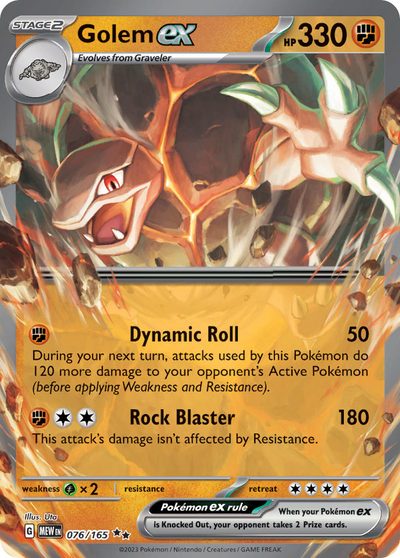 Golem ex, 151 #76, Pokémon TCG card