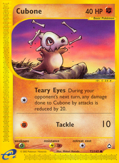 Cubone, Aquapolis #72, Pokémon TCG card