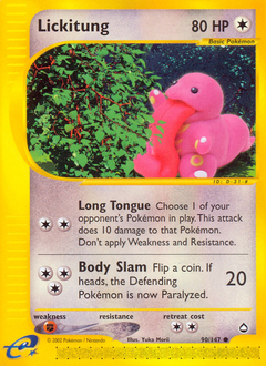 Lickitung, Aquapolis #90, Pokémon TCG card