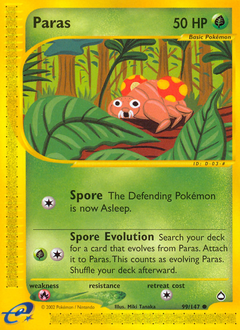 Paras, Aquapolis #99, Pokémon TCG card