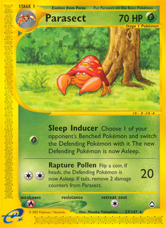 Parasect, Aquapolis #27, Pokémon TCG card