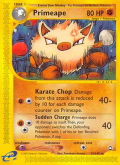 Primeape, Aquapolis #29, Pokémon TCG card